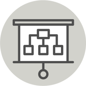 Icon of presentation board with org chart